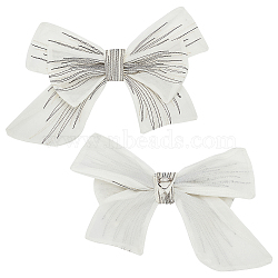 Big Bowknot Decorative Organza Embroidered Collar Trim, with Detachable Buckle Clips, Linen, 198x265x6mm(AJEW-WH0518-41A)