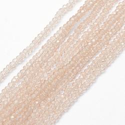 Transparent Glass Beads Strands, Faceted, Rondelle, Navajo White, 2.5x1.5mm, Hole: 0.5mm, about 197~201pcs/strand, 12.9 inch(33cm)(EGLA-J144-NA04)