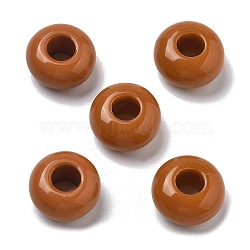 Two Tone Acrylic Beads, Imitation Gemstone Beads, Flat Round, Sienna, 13.5x7.5mm, Hole: 5mm(OACR-S042-07D)