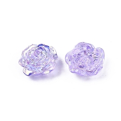 Transparent ABS Plastic Beads, Half Drilled, Flower, Lilac, 15x16x6.5mm, Hole: 1.2mm(KY-G019-01C)