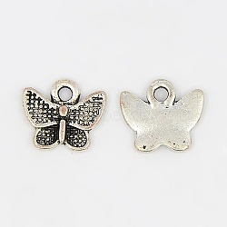 Tibetan Style Alloy Pendants, Lead Free and Cadmium Free, Antique Silver, Butterfly, 13mm long, 17.5mm wide, 2mm thick hole: 2mm(LF0828Y)