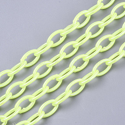 Acrylic Opaque Cable Chains, AB Color, Horse Eye, Champagne Yellow, 13x8x2mm, 18.5 inch~19.29 inch(47~49cm)/strand(X-PACR-N009-001I)