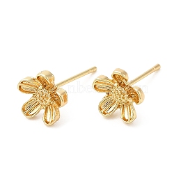 Flower Alloy Stud Earrings for Women, with 304 Stainless Steel Steel Pin, Cadmium Free & Lead Free, Light Gold, 8x8mm(PALLOY-Q447-19LG)