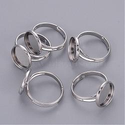Adjustable Platinum Brass Finger Ring Findings Pad Ring Bases, Nickel Free, 17mm, Tray: 12mm inner diameter(X-J2673062-P-NF)