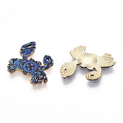 Printed Alloy Pendants, Light Gold, Crab Charms, Royal Blue, 19.5x20x1.5mm, Hole: 0.6mm(ENAM-N056-201B)