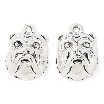 Tibetan Style Alloy Puppy Pendants, Bulldog, Cadmium Free & Lead Free, Antique Silver, 17.8x13.2x8mm, Hole: 1.5mm, about 277pcs/500g