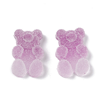 Flatback Resin Cabochons, Imitation Food, Two Tone, Bear, Purple, 16x10x5mm