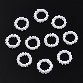 ABS Plastic Imitation Pearl Linking Rings, Ring, White, 10x2.5mm, Inner Diameter: 6mm, about 1000pcs/bag