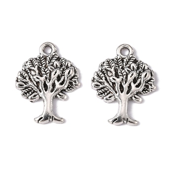 Tibetan Style Alloy Pendants, Tree of Life Charms, Cadmium Free & Lead Free, Antique Silver, 22x17x2mm, Hole: 2mm
