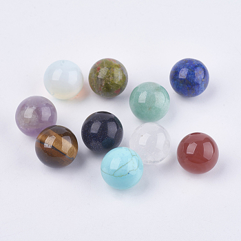 Natural & Synthetic Mixed Gemstone Beads, Gemstone Sphere, No Hole/Undrilled, Round, Mixed Color, 16mm