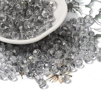 Transparent Colours Glass Round Beads, Round Hole, Faceted, Black, 6x5.5mm, Hole: 1.2mm, about 2000pcs/pound