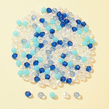 20G Transparent Acrylic Beads Sets, Faceted, Round, Mixed Color, 6mm, Hole: 1.3~1.5mm