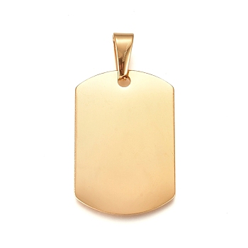 304 Stainless Steel Pendants, Stamping Blank Tag, Rectangle, Golden, 35x23x1.5mm, Hole: 10x4.5mm