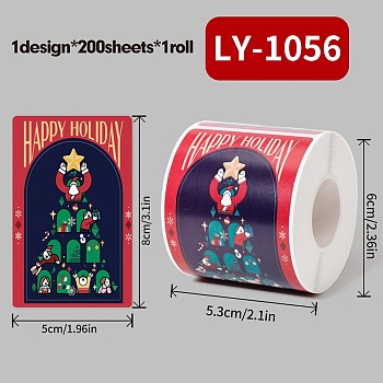 200Pcs Christmas Theme Paper Self-Adhesive Stickers, for Presents Decoration, Colorful, 80x50x0.1mm