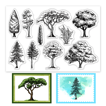PVC Plastic Stamps, for DIY Scrapbooking, Photo Album Decorative, Cards Making, Stamp Sheets, Tree Pattern, 16x11x0.3cm
