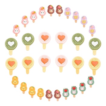 SUNNYCLUE 32Pcs 8 Style Opaque Resin Cabochons, Lollipop & Ice Cream, Mixed Color, 4pcs/style