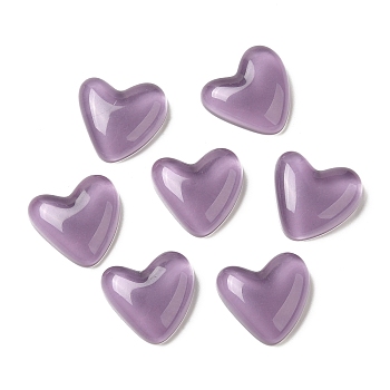 Translucent Resin Cabochons, Heart, Thistle, 24x25.5x8mm