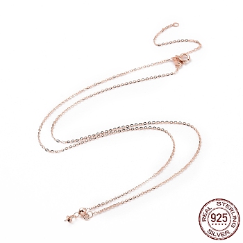925 Sterling Silver Cable Chains Necklace Making, with Ice Pick Pinch Bails, Rose Gold, 17.72 inch(45cm)