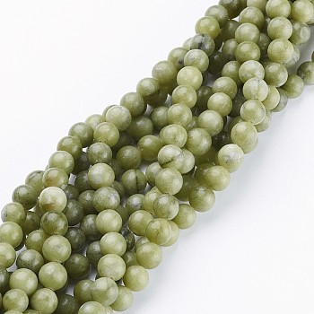 Natural Taiwan Jade Beads, Round, Olive Drab, about 6mm in diameter, hole: about 0.8 mm, 15 inch~16 inch
