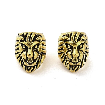 Tibetan Style Alloy Beads, Cadmium Free & Lead Free, Lion, Antique Golden, 13x10x13mm, Hole: 7mm, about 454pcs/1000g