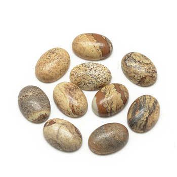 Natural Picture Jasper Cabochons, Oval, 18x13x5mm