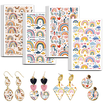 Ceramics Clay Water Transfer Paper, Underglaze Transfer Decals, for DIY Earrings Pendants Hair Clip, Rainbow, 12x7cm, 24pcs/set