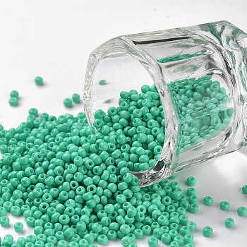 11/0 Grade A Round Glass Seed Beads, Baking Paint, Aquamarine, 2.3x1.5mm, Hole: 1mm, about 48500pcs/pound