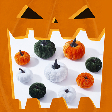CHGCRAFT 9Pcs 6 Styles Flannel Simulation Plastic Foam Artificial Pumpkin Thanksgiving Party Decorations(AJEW-CA0001-92)-6