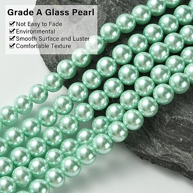 Brins de perles rondes en verre teinté écologique(HY-A002-8mm-RB034)-3