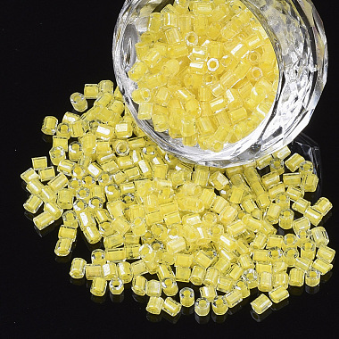 3mm Yellow Hexagon(Two Cut) Glass Beads