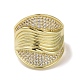 Brass Micro Pave Cubic Zirconia Open Cuff Ring(RJEW-K256-48G)-2