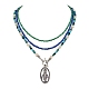 Oval with Virgin Mary Pendant Necklaces(NJEW-SW00006-01)-1