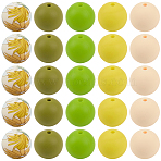 80Pcs 5 Styles Silicone Beads, DIY Necklaces and Bracelets Making, Round with Flower Pattern, Mixed Color, 15mm, Hole: 2mm, 16pcs/style(SIL-SC0003-06A)