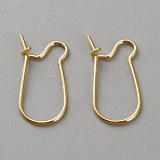 Brass Hoop Earrings Findings, U Shape, Real 18K Gold Plated, 19x9.5x4mm, Pin: 0.8mm(DIY-WH0888-394A-01)