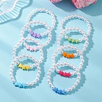 Children's Day Imitated Pearl Acrylic Beads Stretch Bracelets, Acrylic Charm Jewelry for Girl, Star, Mixed Color, Inner Diameter: 1.77 inch(4.5cm)(X-BJEW-JB13538)