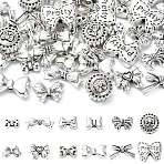 60Pcs 12 Styles Tibetan Style Alloy Beads, Bowknot, 7~10.5x8~14.5x4mm, Hole: 1.6~1.8mm, 5pcs/style(FIND-CJ0002-28A)