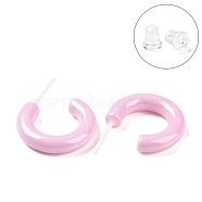 Hypoallergenic Bioceramics Zirconia Ceramic Ring Stud Earrings, Half Hoop Earrings, No Fading and Nickel Free, Pink, 15x3.5x13.5mm(EJEW-Z023-02D)
