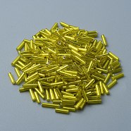 Glass Beads, Column, Yellow, 6.5~8x1.5~2mm, Hole: 0.9mm, about 300Pcs/bag(GLAA-TAC0012-17)