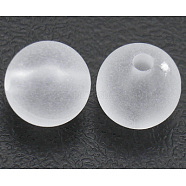 Transparent Acrylic Beads, Round, Frosted, White, about 5mm in diameter, hole: 1mm, about 700pcs/50g(X-PL722)