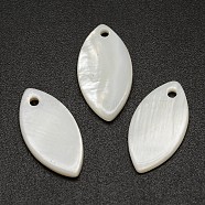 Horse Eye Freshwater Shell Pendants, Creamy White, 18x9x2mm, Hole: 1mm(SHEL-M004-15)