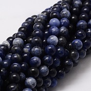 Natural Sodalite Round Beads Strands, 6mm, Hole: 1mm, about 62pcs/strand, 15.7 inch(X-G-E329-6mm-39)