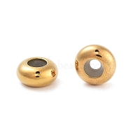 202 Stainless Steel Beads, with Rubber Inside, Slider Beads, Stopper Beads, Rondelle, Real 18K Gold Plated, 8x4mm, Hole: 3.5mm(STAS-B072-11G)