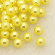 No Hole ABS Plastic Imitation Pearl Round Beads, Dyed, Yellow, 4mm, about 5000pcs/bag(MACR-F033-4mm-23)