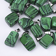 Synthetic Malachite Pendants, with Stainless Steel Snap On Bails, Nuggets, 15~35x10~20x5~15mm, Hole: 3x7.5mm(G-Q996-05)