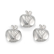 316 Surgical Stainless Steel Charms, Apple, Stainless Steel Color, 13.5x11x5mm, Hole: 1mm(STAS-C026-03P)