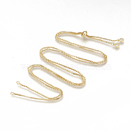 Adjustable Brass Necklace Making, with Cubic Zirconia & Slide Extender Chains, Box Chains, Golden, 31.49 inch(80cm)(KK-Q746-003G)