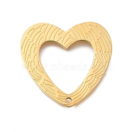 PVD Vacuum Plating 201 Stainless Steel Pendants, Heart Charm, Real 18K Gold Plated, 25x26x1.5mm, Hole: 1.5mm(STAS-C111-04G)