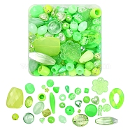 100G Acrylic Beads, Mixed Shapes, Lime Green, 5.5~28x6~20x3~11mm, Hole: 1~5mm(SACR-YW0001-41D)