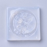 Silicone Molds, Resin Casting Molds, For UV Resin, Epoxy Resin Jewelry Making, Ring with Flower, White, 46x46x10mm, Inner Diameter: 39mm(X-DIY-L026-066)