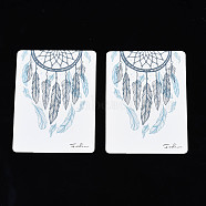 Cardboard Display Cards, Used For Brooch, Rectangle with Feather Pattern, Light Sky Blue, 8x6x0.04cm(CDIS-N002-020)